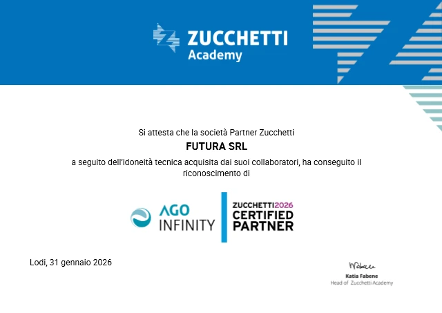 Anteprima attestato tecnico AGO Infinity di Futura