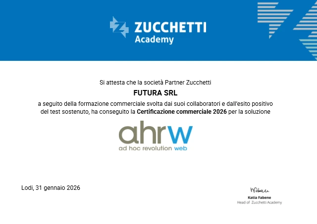 Anteprima attestato commerciale Ad Hoc Revolution Web di Futura